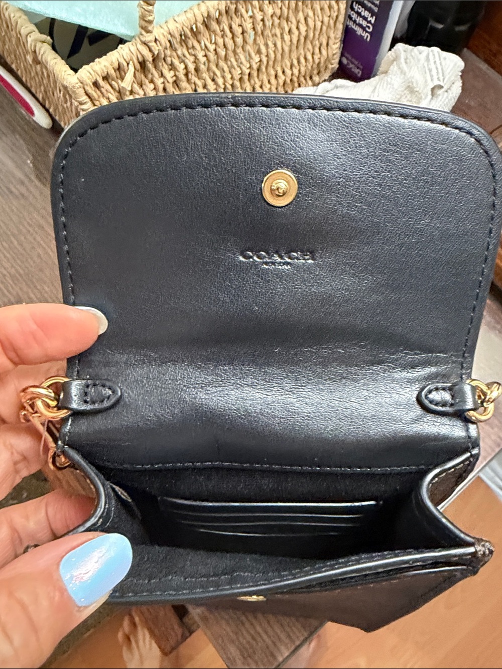 Coach Black Leather & C Pattern Brown Signature Crossbody Phone Pouch - Picture 13 of 16